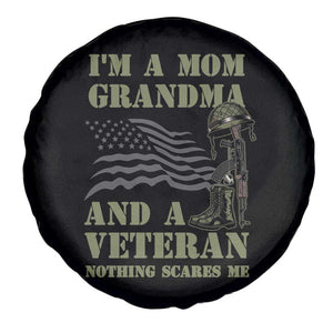 Female Veteran Spare Tire Cover I'm A Mom Grandma And A Veteran Nothing Scares Me TS02 Print Your Wear