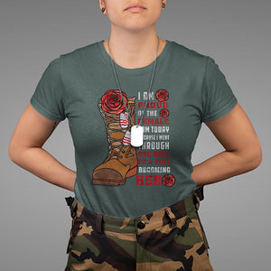 Proud Female Veteran I Am Proud Of The Female I Am Today Roses Combat Boots T Shirt TS02 Printyourwear