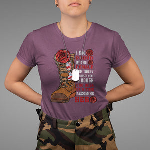 Proud Female Veteran I Am Proud Of The Female I Am Today Roses Combat Boots T Shirt TS02 Printyourwear