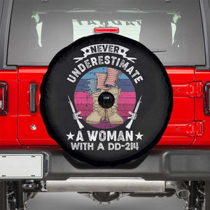 Female Veteran Spare Tire Cover Never Underestimate A Woman With DD214 TS02 Black Print Your Wear