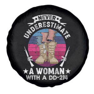 Female Veteran Spare Tire Cover Never Underestimate A Woman With DD214 TS02 Print Your Wear