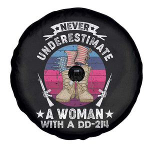 Female Veteran Spare Tire Cover Never Underestimate A Woman With DD214 TS02 Print Your Wear