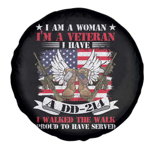 Female Veteran Spare Tire Cover I Am A Woman I'm A Veteran I Have A DD-214 I Walked The Walk TS02 Print Your Wear