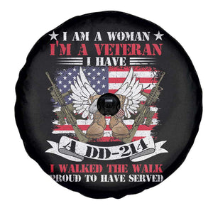 Female Veteran Spare Tire Cover I Am A Woman I'm A Veteran I Have A DD-214 I Walked The Walk TS02 Print Your Wear