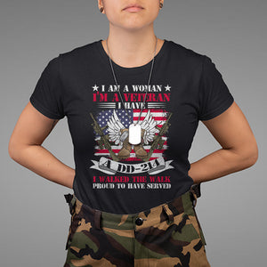 I Am A Woman I'm A Veteran I Have A DD-214 I Walked The Walk T Shirt for Female Veteran TS02 Purple Printyourwear