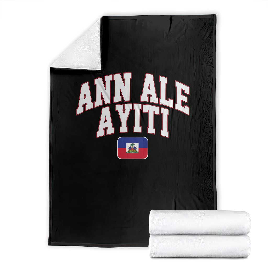 Ann Ale Ayiti Collegiate Athletic Sport Style Throw Blanket Let's Go Haiti Haitian Flag and Coat of Arms Pride TS02 Black Print Your Wear