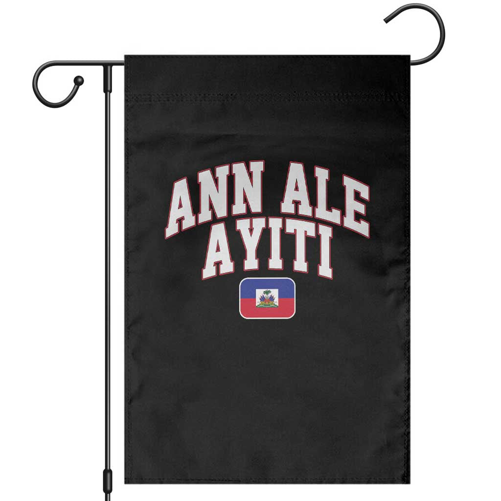 Ann Ale Ayiti Collegiate Athletic Sport Style Garden Flag Let's Go Haiti Haitian Flag and Coat of Arms Pride TS02 Black Print Your Wear