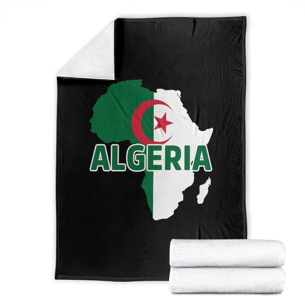 Algeria Algerian Pride Map of Africa Heritage Graphic Throw Blanket Patriotic North African Roots National Flag TS02 Black Print Your Wear