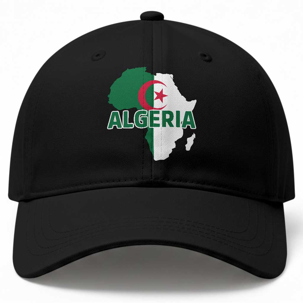 Algeria Algerian Pride Map of Africa Heritage Graphic Baseball Cap Patriotic North African Roots National Flag TS02 Print Your Wear