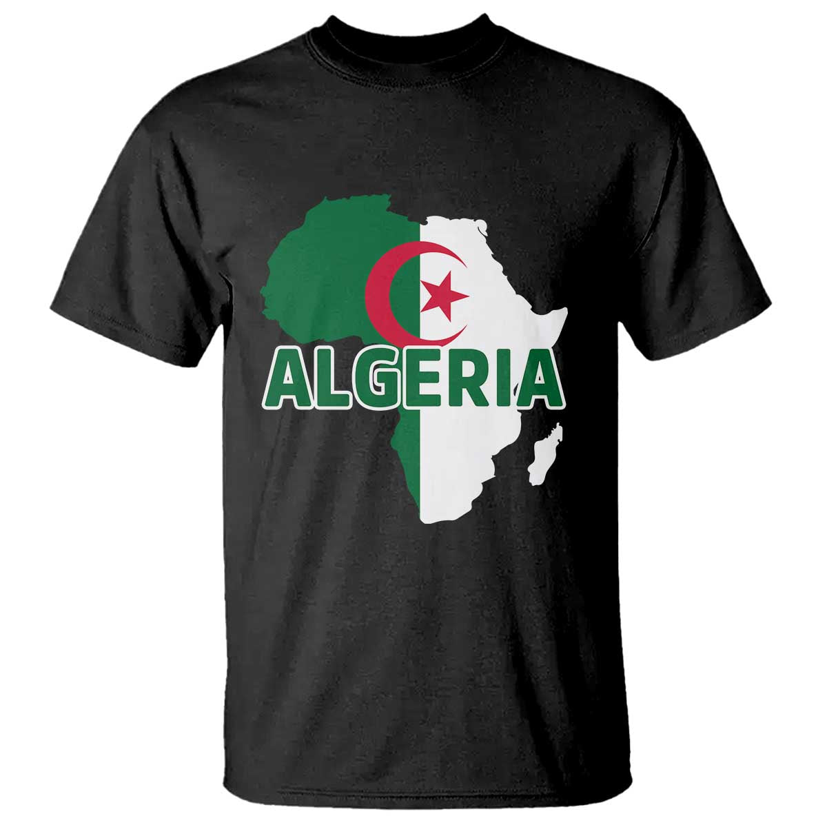 Algeria Algerian Pride Map of Africa Heritage Graphic T Shirt Patriotic North African Roots National Flag TS02 Black Print Your Wear