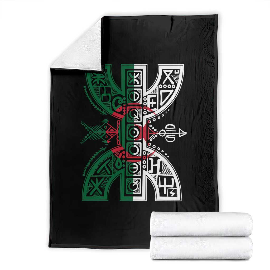 Algeria Amazigh Berber Yaz Symbol Algerian Flag Heritage Graphic Throw Blanket Traditional North African Tribal Culture Art TS02 Black Print Your Wear
