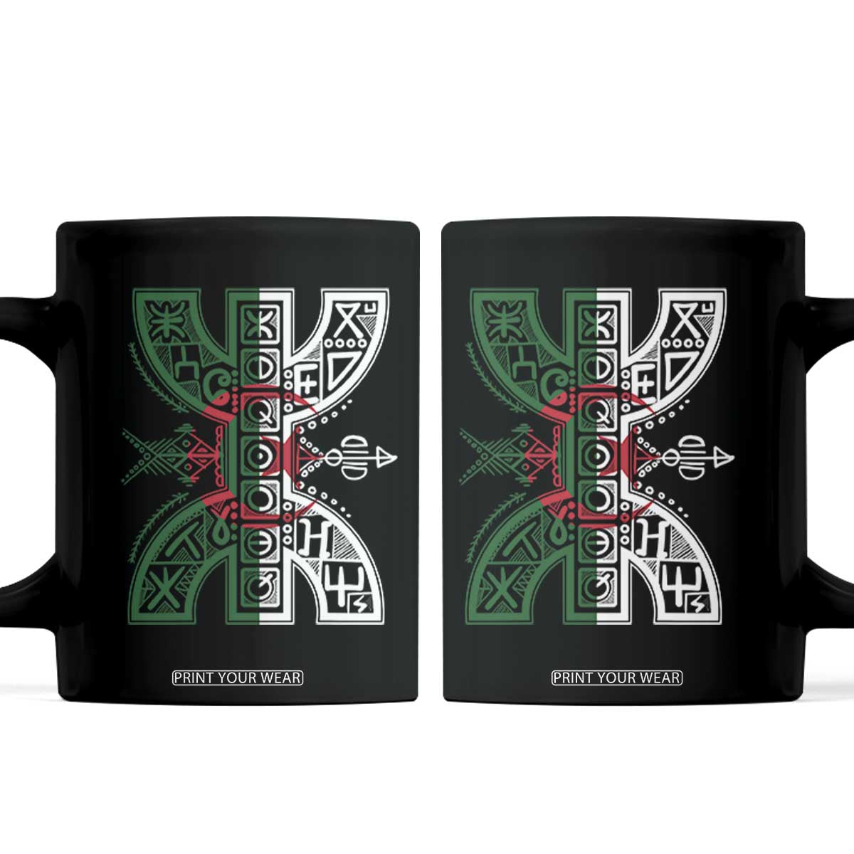 Algeria Amazigh Berber Yaz Symbol Algerian Flag Heritage Graphic Coffee Mug Traditional North African Tribal Culture Art TS02 Black Print Your Wear