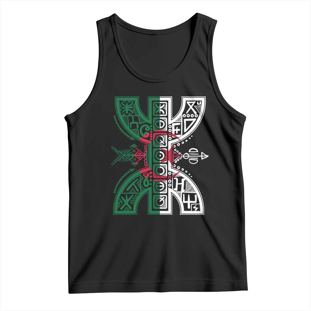 Algeria Amazigh Berber Yaz Symbol Algerian Flag Heritage Graphic Tank Top Traditional North African Tribal Culture Art TS02 Black Print Your Wear