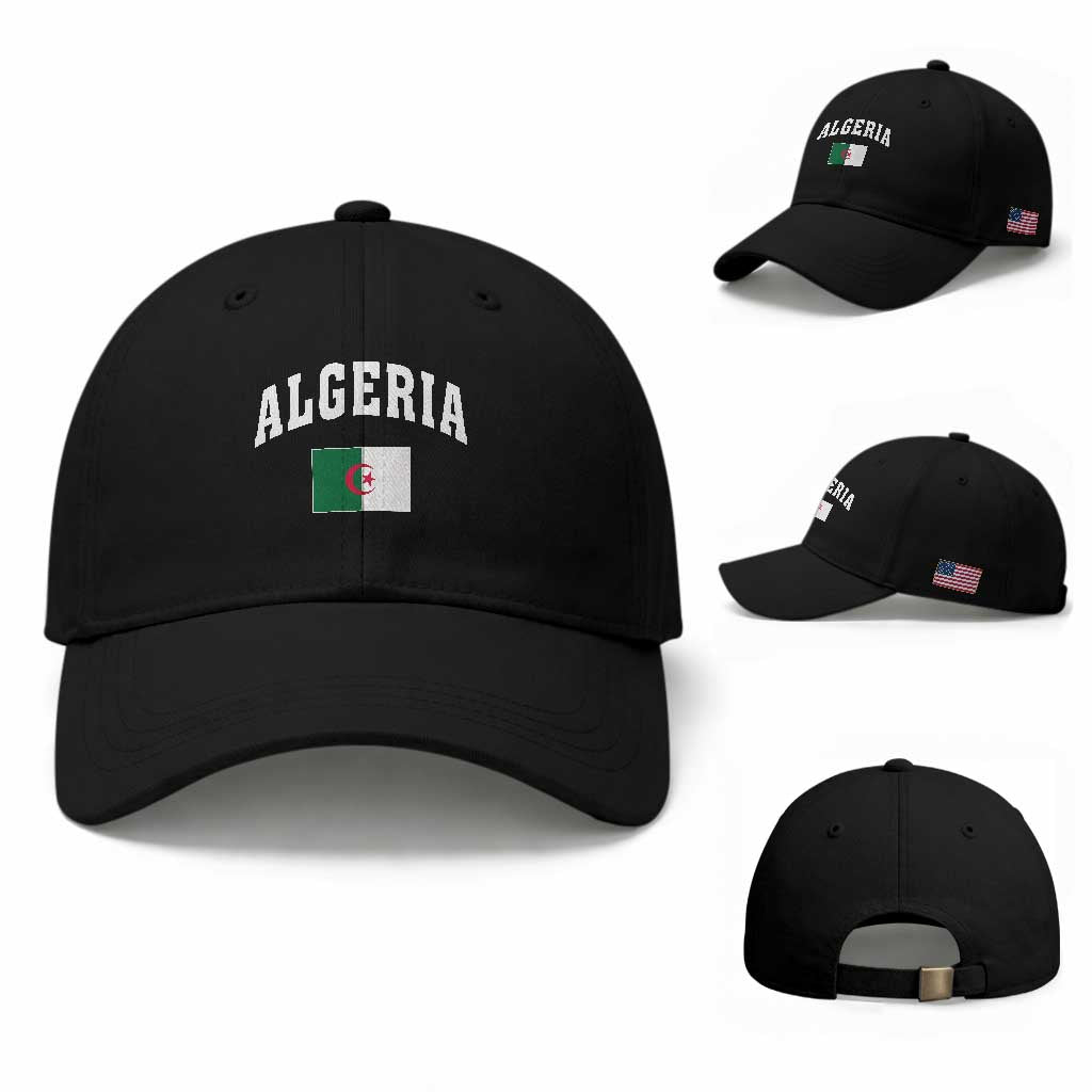 Classic Algeria Varsity Athletic Style Baseball Cap Proud Patriotic Algerian Flag TS02 Baseball Cap Universal Fit Black Print Your Wear