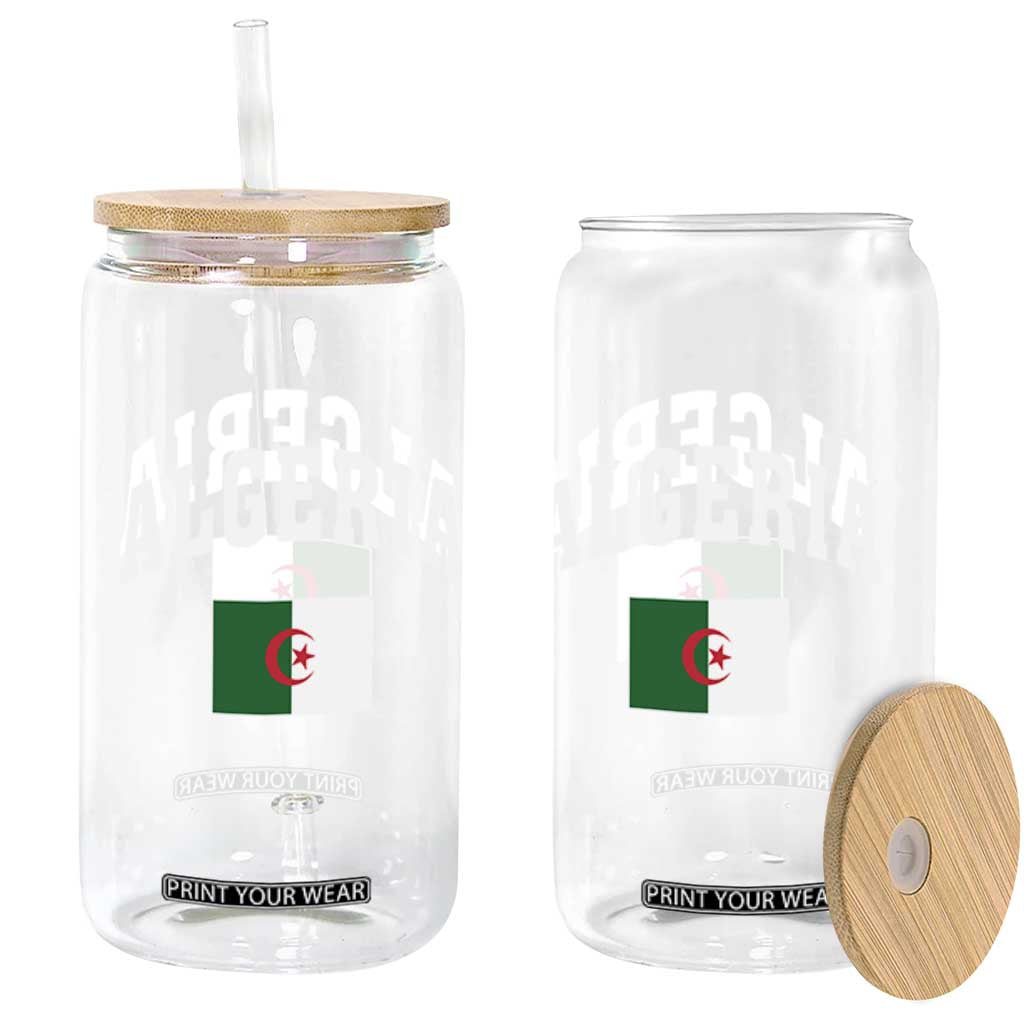 Classic Algeria Varsity Athletic Style Glass Can Proud Patriotic Algerian Flag TS02 Print Your Wear