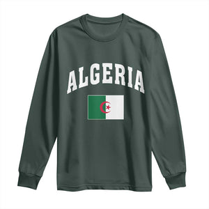 Classic Algeria Varsity Athletic Style Long Sleeve Shirt Proud Patriotic Algerian Flag TS02 Dark Forest Green Print Your Wear