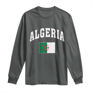 Classic Algeria Varsity Athletic Style Long Sleeve Shirt Proud Patriotic Algerian Flag TS02 Dark Heather Print Your Wear