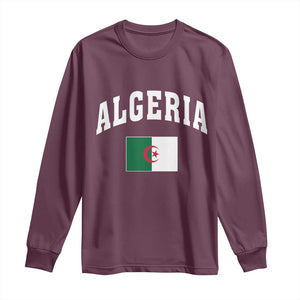 Classic Algeria Varsity Athletic Style Long Sleeve Shirt Proud Patriotic Algerian Flag TS02 Maroon Print Your Wear
