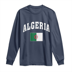 Classic Algeria Varsity Athletic Style Long Sleeve Shirt Proud Patriotic Algerian Flag TS02 Navy Print Your Wear
