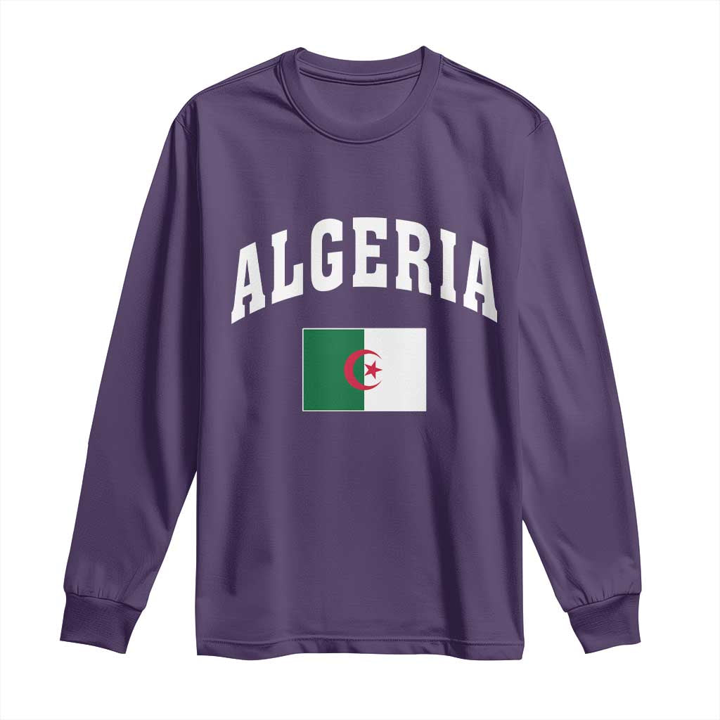 Classic Algeria Varsity Athletic Style Long Sleeve Shirt Proud Patriotic Algerian Flag TS02 Purple Print Your Wear