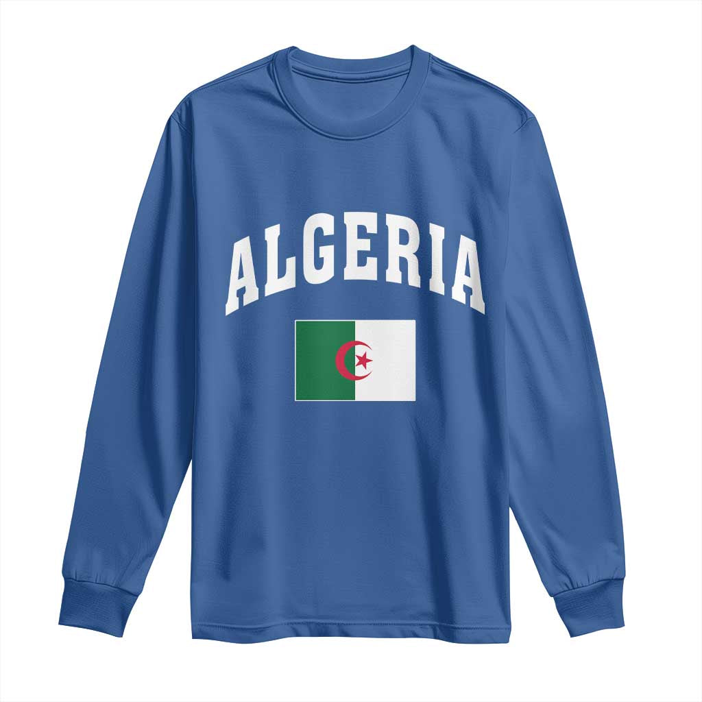 Classic Algeria Varsity Athletic Style Long Sleeve Shirt Proud Patriotic Algerian Flag TS02 Royal Blue Print Your Wear