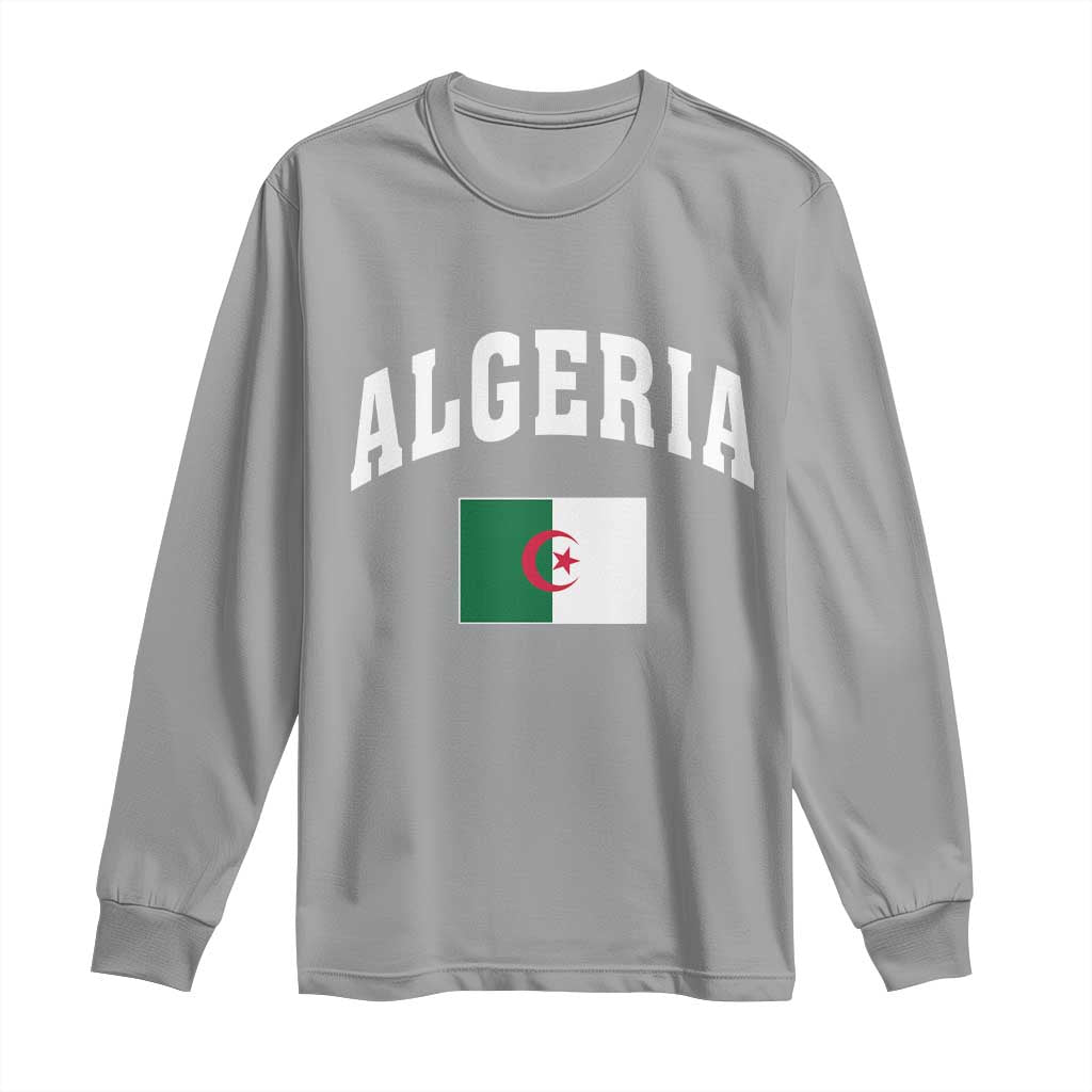 Classic Algeria Varsity Athletic Style Long Sleeve Shirt Proud Patriotic Algerian Flag TS02 Sport Gray Print Your Wear