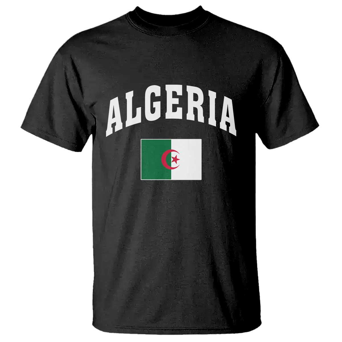 Classic Algeria Varsity Athletic Style T Shirt Proud Patriotic Algerian Flag TS02 Black Print Your Wear