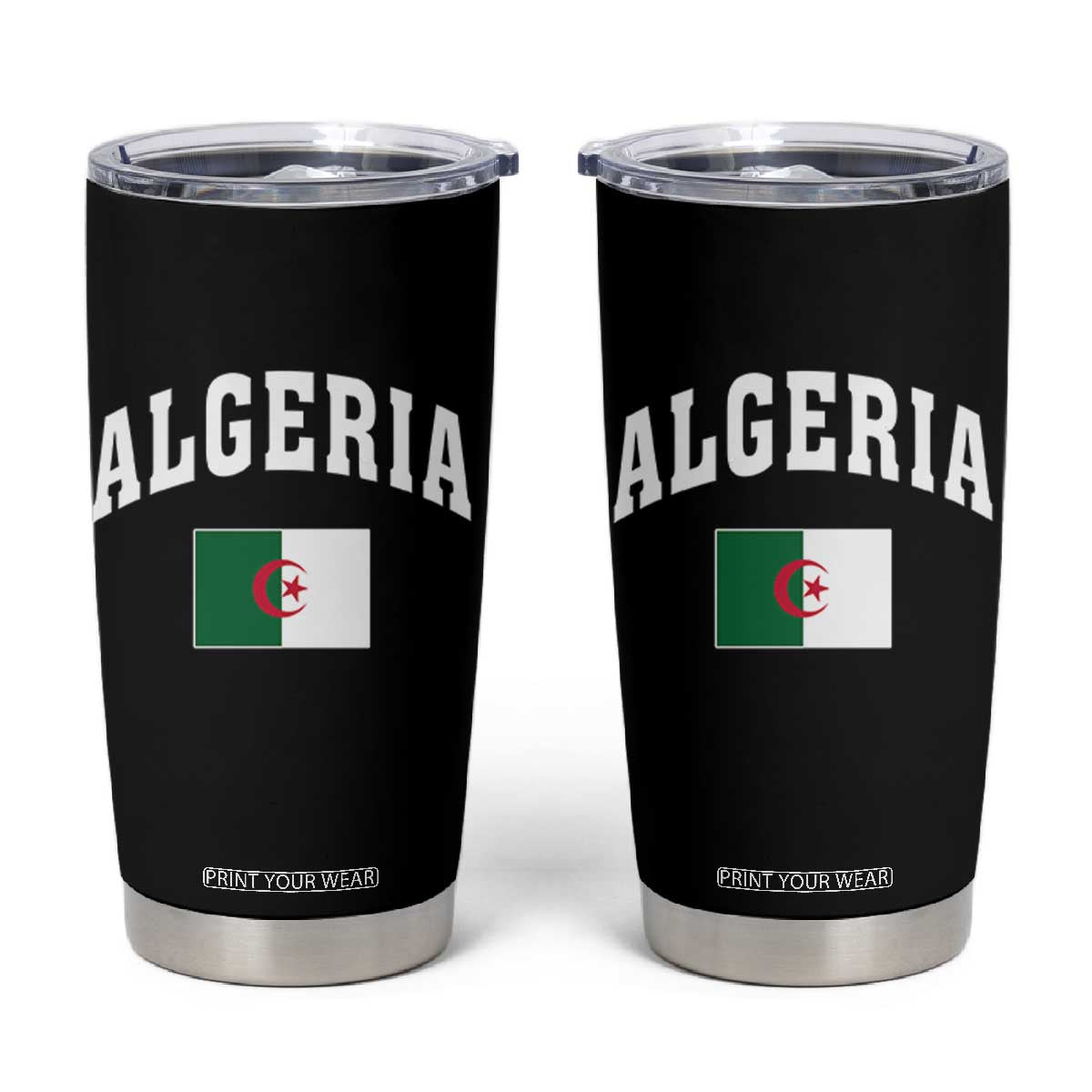 Classic Algeria Varsity Athletic Style Tumbler Cup Proud Patriotic Algerian Flag TS02 Black Print Your Wear