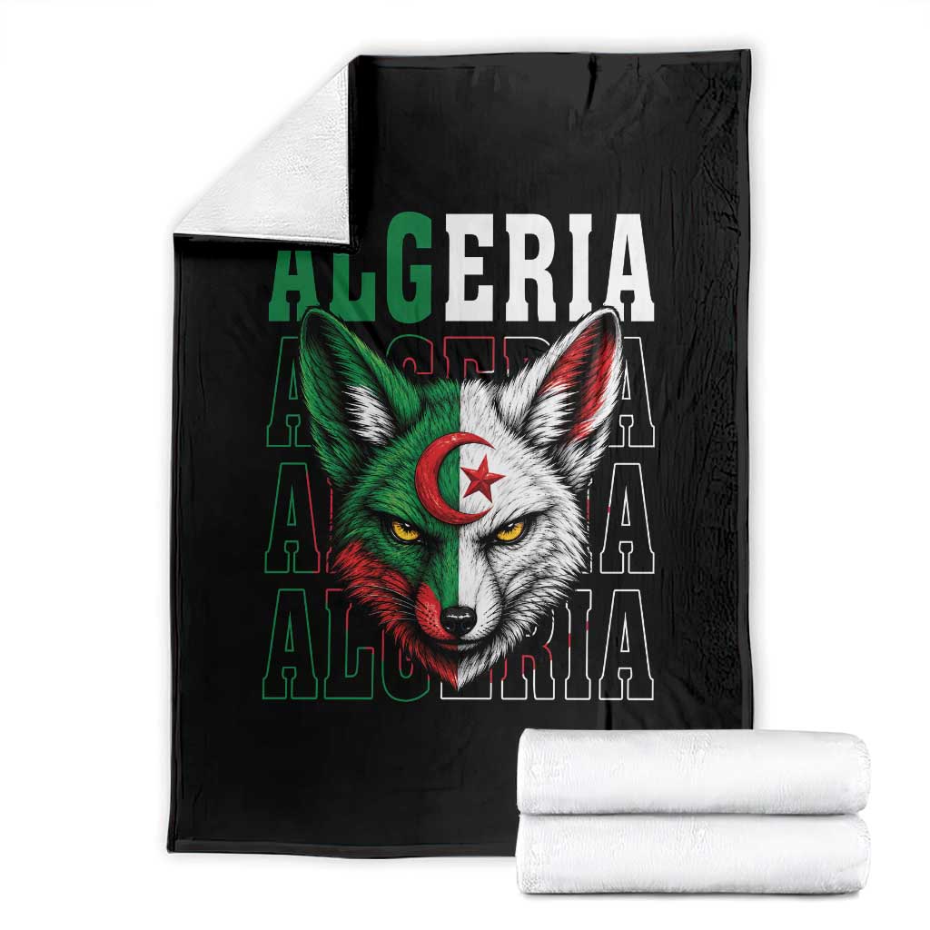 Algerian Fennec Fox Face Algeria National Flag Graphic Throw Blanket Proud North African Desert Animal TS02 Black Print Your Wear