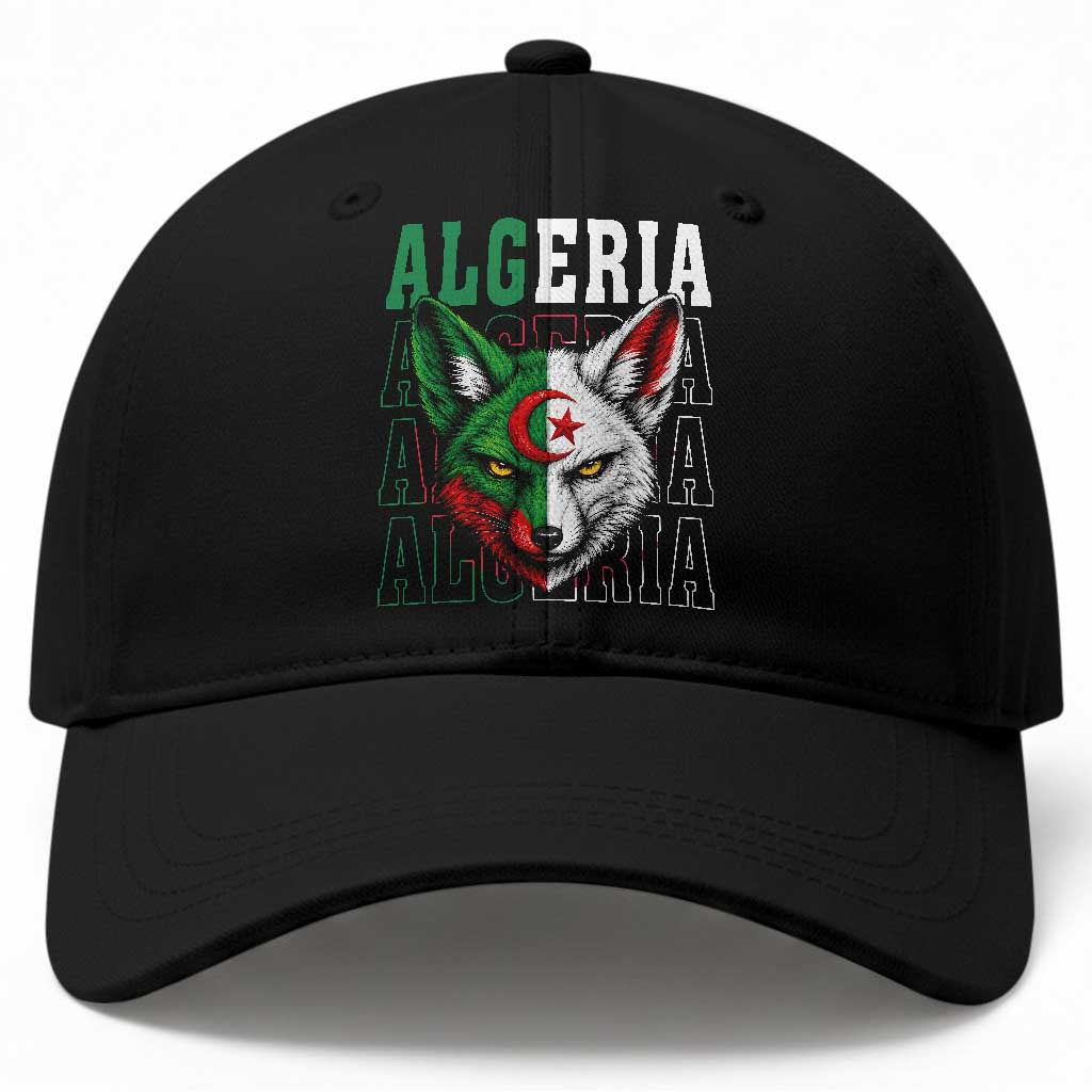 Algerian Fennec Fox Face Algeria National Flag Graphic Baseball Cap Proud North African Desert Animal TS02 Print Your Wear