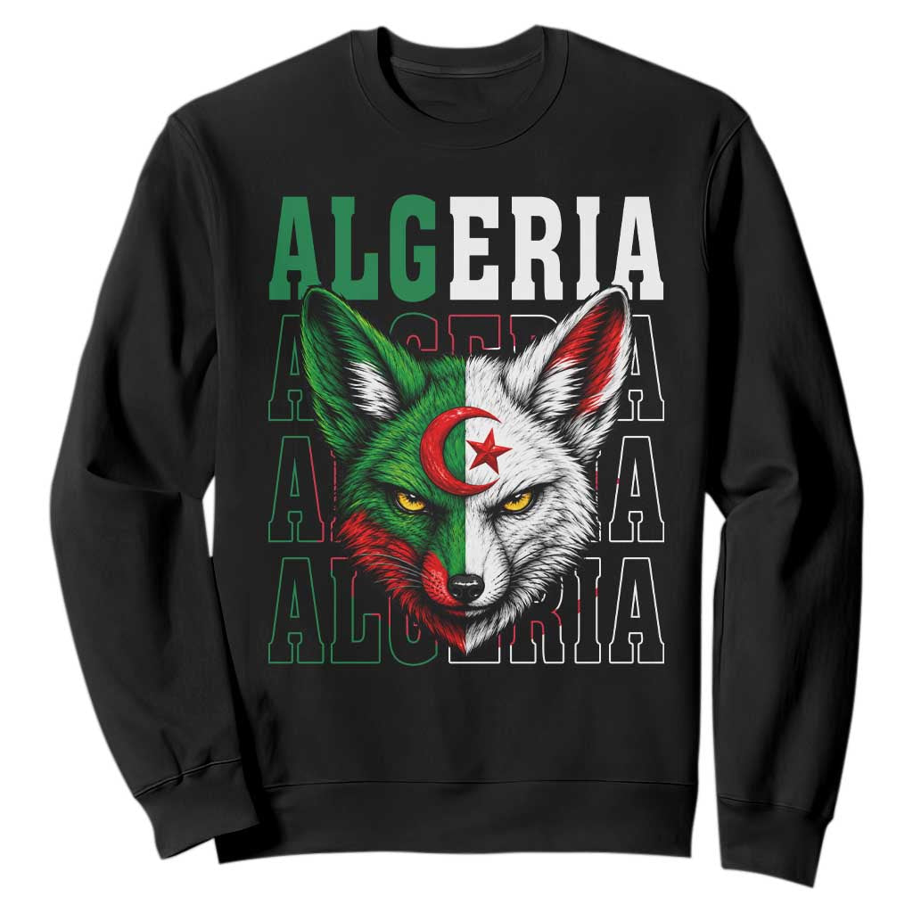 Algerian Fennec Fox Face Algeria National Flag Graphic Sweatshirt Proud North African Desert Animal TS02 Black Print Your Wear