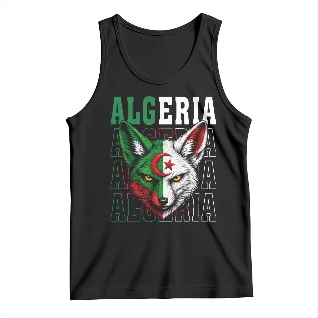 Algerian Fennec Fox Face Algeria National Flag Graphic Tank Top Proud North African Desert Animal TS02 Black Print Your Wear