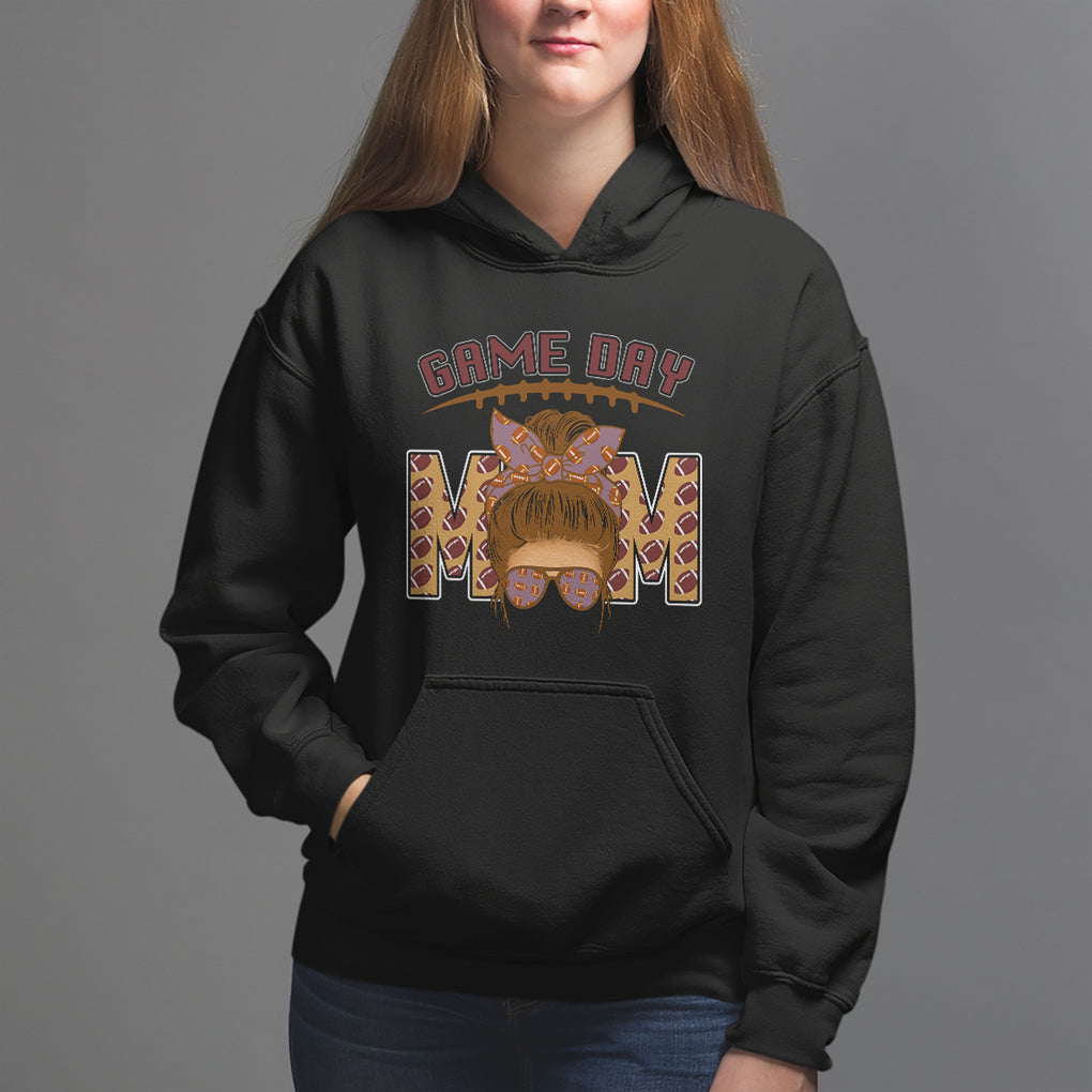 Football Mom Hoodie Women Game Day Sunday Funday Rugby Messy Bun TS02 Black Printyourwear