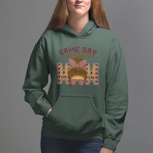 Football Mom Hoodie Women Game Day Sunday Funday Rugby Messy Bun TS02 Dark Forest Green Printyourwear