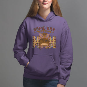 Football Mom Hoodie Women Game Day Sunday Funday Rugby Messy Bun TS02 Purple Printyourwear