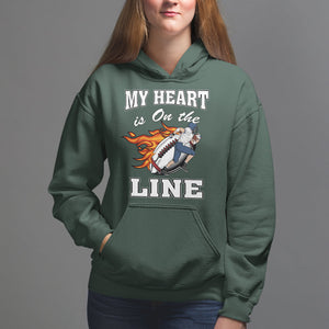 Football Mom Hoodie My Heart Is On That Line Rugby Player TS02 Dark Forest Green Printyourwear