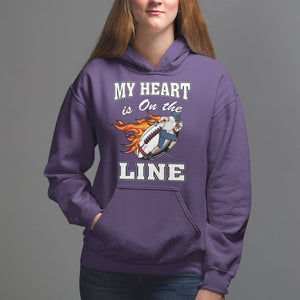 Football Mom Hoodie My Heart Is On That Line Rugby Player TS02 Purple Printyourwear