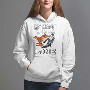 Football Mom Hoodie My Heart Is On That Line Rugby Player TS02 White Printyourwear