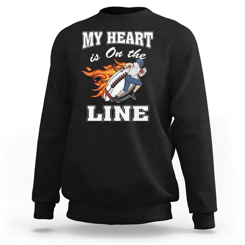 Football Mom Sweatshirt My Heart Is On That Line Rugby Player TS02 Black Printyourwear