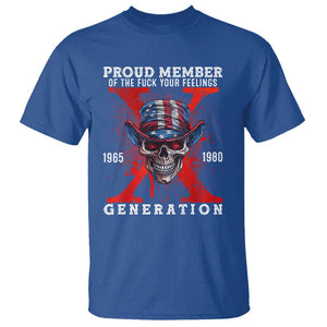 X Generation Skull T Shirt Proud Member Of The F Your Feelings Gen X 1965 1980 TS02 Royal Blue Print Your Wear