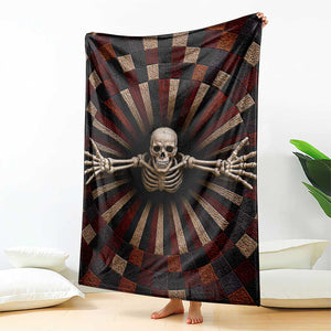 Spooky Skeleton Reaching Out 3D Optical Illusion Throw Blanket Gothic Horror Halloween Trippy Vortex Graphic