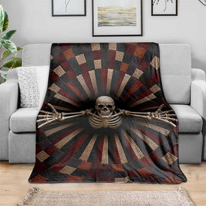 Spooky Skeleton Reaching Out 3D Optical Illusion Throw Blanket Gothic Horror Halloween Trippy Vortex Graphic