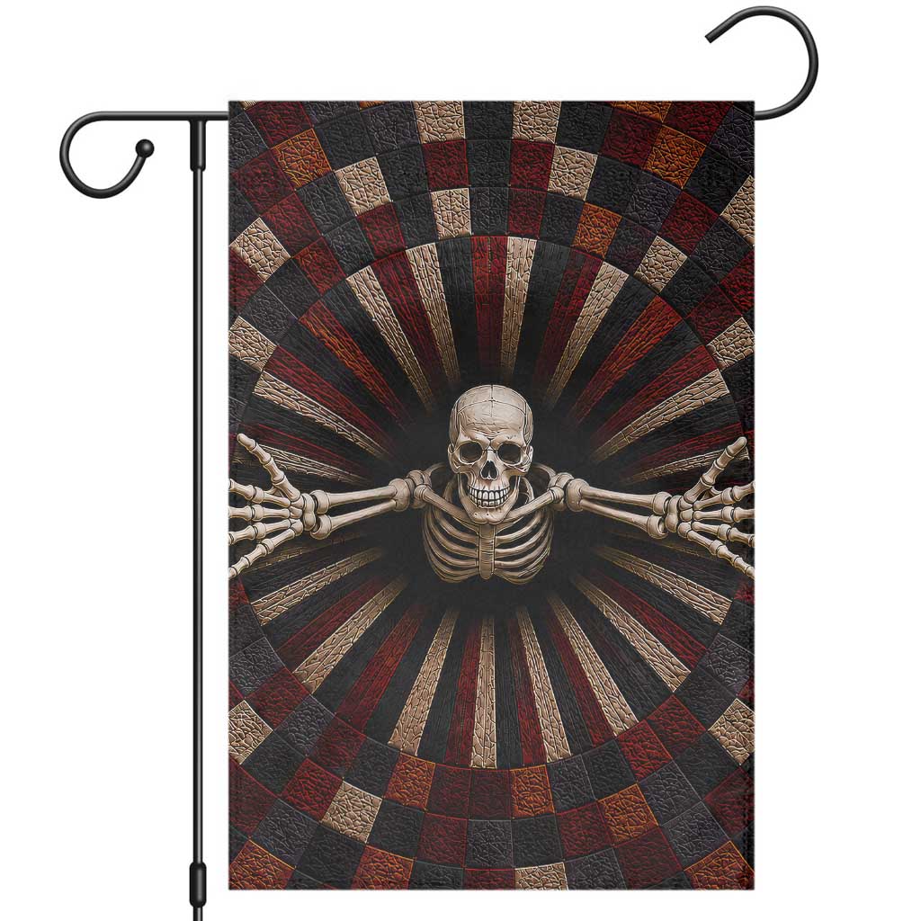 Spooky Skeleton Reaching Out 3D Optical Illusion Garden Flag Gothic Horror Halloween Trippy Vortex Graphic