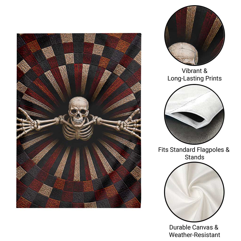 Spooky Skeleton Reaching Out 3D Optical Illusion Garden Flag Gothic Horror Halloween Trippy Vortex Graphic