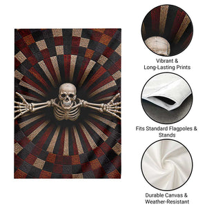 Spooky Skeleton Reaching Out 3D Optical Illusion Garden Flag Gothic Horror Halloween Trippy Vortex Graphic
