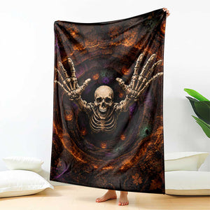 Spooky Skeleton Reaching Out 3D Halloween Optical Illusion Throw Blanket Pumpkin Pit Dark Gothic Horror Graphic