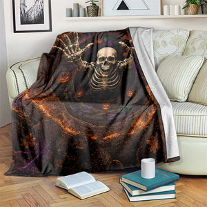 Spooky Skeleton Reaching Out 3D Halloween Optical Illusion Throw Blanket Pumpkin Pit Dark Gothic Horror Graphic