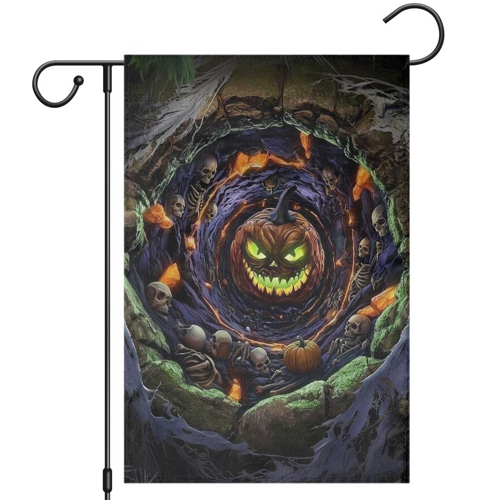 Evil Pumpkin Skull Pit Dark Fantasy 3D Halloween Optical Illusion Garden Flag