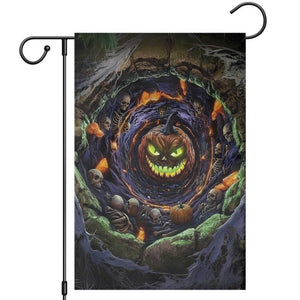 Evil Pumpkin Skull Pit Dark Fantasy 3D Halloween Optical Illusion Garden Flag