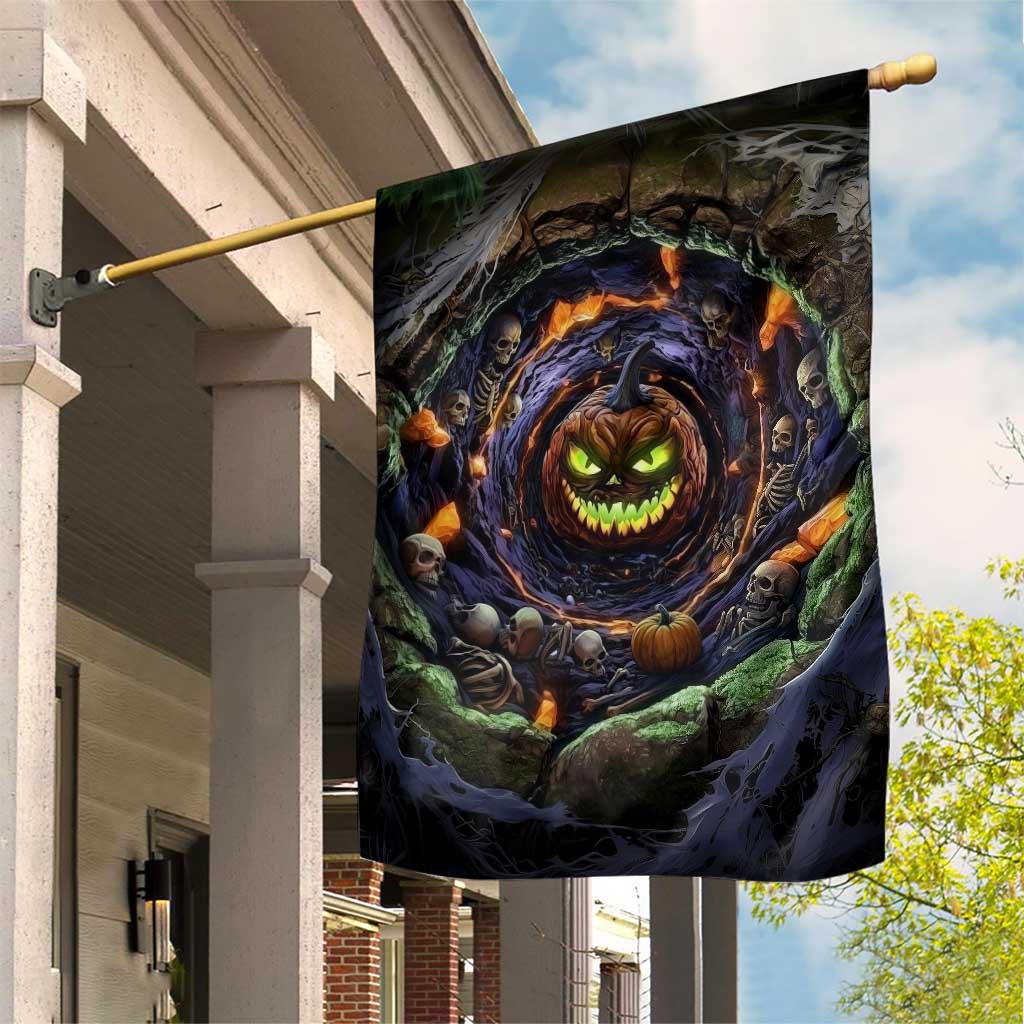 Evil Pumpkin Skull Pit Dark Fantasy 3D Halloween Optical Illusion Garden Flag